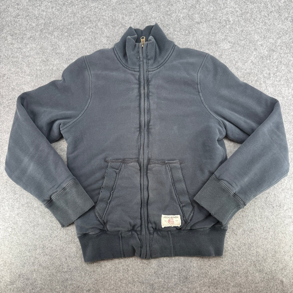 Y2K Abercrombie & Fitch Jacket Mens Medium Muscle Fit Navy Blue Quilted Zip Up